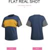 imageSHEWIN Womens Casual Short Sleeve Shirts Loose Crewneck Color Block Tshirts TopsB Navy Blue
