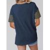 imageSHEWIN Womens Casual Short Sleeve Shirts Loose Crewneck Color Block Tshirts TopsB Navy Blue