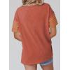 imageSHEWIN Womens Casual Short Sleeve Shirts Loose Crewneck Color Block Tshirts TopsB Orange