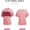 imageSHEWIN Womens Casual Short Sleeve Shirts Loose Crewneck Color Block Tshirts TopsB Pink