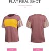 imageSHEWIN Womens Casual Short Sleeve Shirts Loose Crewneck Color Block Tshirts TopsB Red
