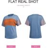 imageSHEWIN Womens Casual Short Sleeve Shirts Loose Crewneck Color Block Tshirts TopsB Sky Blue