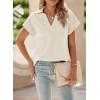 imageSHEWIN Womens Polo Shirts Casual Collared Short Sleeve Shirt Loose V Neck Tunic TopsA Apricot