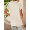 imageSHEWIN Womens Polo Shirts Casual Collared Short Sleeve Shirt Loose V Neck Tunic TopsA Apricot