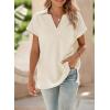 imageSHEWIN Womens Polo Shirts Casual Collared Short Sleeve Shirt Loose V Neck Tunic TopsA Apricot