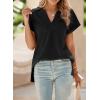 imageSHEWIN Womens Polo Shirts Casual Collared Short Sleeve Shirt Loose V Neck Tunic TopsA Black