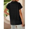 imageSHEWIN Womens Polo Shirts Casual Collared Short Sleeve Shirt Loose V Neck Tunic TopsA Black