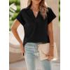 imageSHEWIN Womens Polo Shirts Casual Collared Short Sleeve Shirt Loose V Neck Tunic TopsA Black