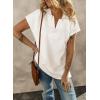 imageSHEWIN Womens Polo Shirts Casual Collared Short Sleeve Shirt Loose V Neck Tunic TopsA White