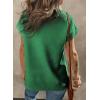 imageSHEWIN Womens Polo Shirts Casual Collared Short Sleeve Shirt Loose V Neck Tunic TopsB Dark Green