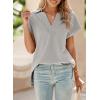 imageSHEWIN Womens Polo Shirts Casual Collared Short Sleeve Shirt Loose V Neck Tunic TopsB Light Grey