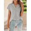 imageSHEWIN Womens Polo Shirts Casual Collared Short Sleeve Shirt Loose V Neck Tunic TopsB Light Grey