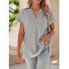 imageSHEWIN Womens Polo Shirts Casual Collared Short Sleeve Shirt Loose V Neck Tunic TopsB Light Grey