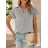 imageSHEWIN Womens Polo Shirts Casual Collared Short Sleeve Shirt Loose V Neck Tunic TopsB Light Grey