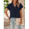 imageSHEWIN Womens Polo Shirts Casual Collared Short Sleeve Shirt Loose V Neck Tunic TopsB Navy Blue