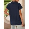 imageSHEWIN Womens Polo Shirts Casual Collared Short Sleeve Shirt Loose V Neck Tunic TopsB Navy Blue