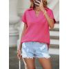 imageSHEWIN Womens Polo Shirts Casual Collared Short Sleeve Shirt Loose V Neck Tunic TopsB Rose Red