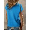 imageSHEWIN Womens Polo Shirts Casual Collared Short Sleeve Shirt Loose V Neck Tunic TopsB Sky Blue