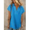 imageSHEWIN Womens Polo Shirts Casual Collared Short Sleeve Shirt Loose V Neck Tunic TopsB Sky Blue