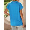 imageSHEWIN Womens Polo Shirts Casual Collared Short Sleeve Shirt Loose V Neck Tunic TopsB Sky Blue