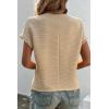 imageSHEWIN Womens Summer Tops Crewneck Short Sleeve T Shirts Casual Textured Work Shirt Loose BlousesApricot