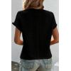 imageSHEWIN Womens Summer Tops Crewneck Short Sleeve T Shirts Casual Textured Work Shirt Loose BlousesBlack
