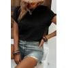 imageSHEWIN Womens Summer Tops Crewneck Short Sleeve T Shirts Casual Textured Work Shirt Loose BlousesBlack