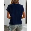 imageSHEWIN Womens Summer Tops Crewneck Short Sleeve T Shirts Casual Textured Work Shirt Loose BlousesNavy Blue