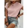 imageSHEWIN Womens Summer Tops Crewneck Short Sleeve T Shirts Casual Textured Work Shirt Loose BlousesPink