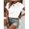 imageSHEWIN Womens Summer Tops Crewneck Short Sleeve T Shirts Casual Textured Work Shirt Loose BlousesWhite