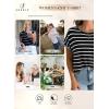 imageSHEWIN Womens Sweater Vest Casual Crew Neck Cap Short Sleeve Striped Knit Lightweight Pullover Sweaters T Shirt TopsB Black Stripe