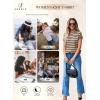 imageSHEWIN Womens Sweater Vest Casual Crew Neck Cap Short Sleeve Striped Knit Lightweight Pullover Sweaters T Shirt TopsB Khaki Stripe