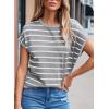 imageSHEWIN Womens Sweater Vest Casual Crew Neck Cap Short Sleeve Striped Knit Lightweight Pullover Sweaters T Shirt TopsB Light Grey Stripe