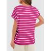 imageSHEWIN Womens Sweater Vest Casual Crew Neck Cap Short Sleeve Striped Knit Lightweight Pullover Sweaters T Shirt TopsB Rose Stripe