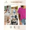 imageSHEWIN Womens Sweater Vest Casual Crew Neck Cap Short Sleeve Striped Knit Lightweight Pullover Sweaters T Shirt TopsB Rose Stripe