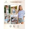 imageSHEWIN Womens Sweater Vest Casual Crew Neck Cap Short Sleeve Striped Knit Lightweight Pullover Sweaters T Shirt TopsB Sky Blue Stripe