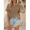 imageSHEWIN Womens Waffle Knit Tops Casual Crew Neck Hollow Out Raglan Short Sleeve Summer TShirts BlousesA Light French Beige