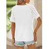 imageSHEWIN Womens Waffle Knit Tops Casual Crew Neck Hollow Out Raglan Short Sleeve Summer TShirts BlousesA White