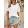 imageSHEWIN Womens Waffle Knit Tops Casual Crew Neck Hollow Out Raglan Short Sleeve Summer TShirts BlousesA White