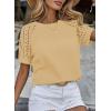 imageSHEWIN Womens Waffle Knit Tops Casual Crew Neck Hollow Out Raglan Short Sleeve Summer TShirts BlousesA Yellow