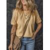 imageSHEWIN Womens Waffle Knit Tops Casual Crew Neck Hollow Out Raglan Short Sleeve Summer TShirts BlousesA Yellow