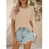 imageSHEWIN Womens Waffle Knit Tops Casual Crew Neck Hollow Out Raglan Short Sleeve Summer TShirts BlousesB Apricot