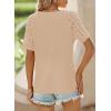 imageSHEWIN Womens Waffle Knit Tops Casual Crew Neck Hollow Out Raglan Short Sleeve Summer TShirts BlousesB Apricot