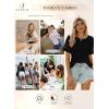 imageSHEWIN Womens Waffle Knit Tops Casual Crew Neck Hollow Out Raglan Short Sleeve Summer TShirts BlousesB Black