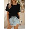 imageSHEWIN Womens Waffle Knit Tops Casual Crew Neck Hollow Out Raglan Short Sleeve Summer TShirts BlousesB Black