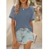 imageSHEWIN Womens Waffle Knit Tops Casual Crew Neck Hollow Out Raglan Short Sleeve Summer TShirts BlousesB Dusk Blue