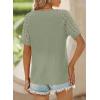 imageSHEWIN Womens Waffle Knit Tops Casual Crew Neck Hollow Out Raglan Short Sleeve Summer TShirts BlousesB Laurel Green