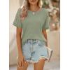 imageSHEWIN Womens Waffle Knit Tops Casual Crew Neck Hollow Out Raglan Short Sleeve Summer TShirts BlousesB Laurel Green