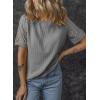 imageSHEWIN Womens Waffle Knit Tops Casual Crew Neck Hollow Out Raglan Short Sleeve Summer TShirts BlousesB Medium Grey