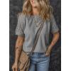 imageSHEWIN Womens Waffle Knit Tops Casual Crew Neck Hollow Out Raglan Short Sleeve Summer TShirts BlousesB Medium Grey